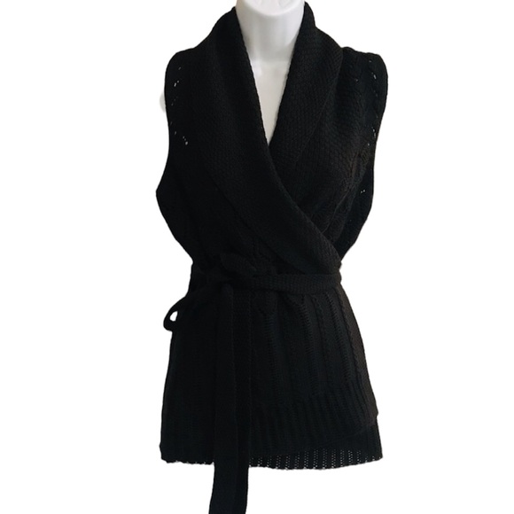 ⭐️🌟Elie Tahar Brown Knit Wrap Sweater Vest Sz M - Picture 1 of 14